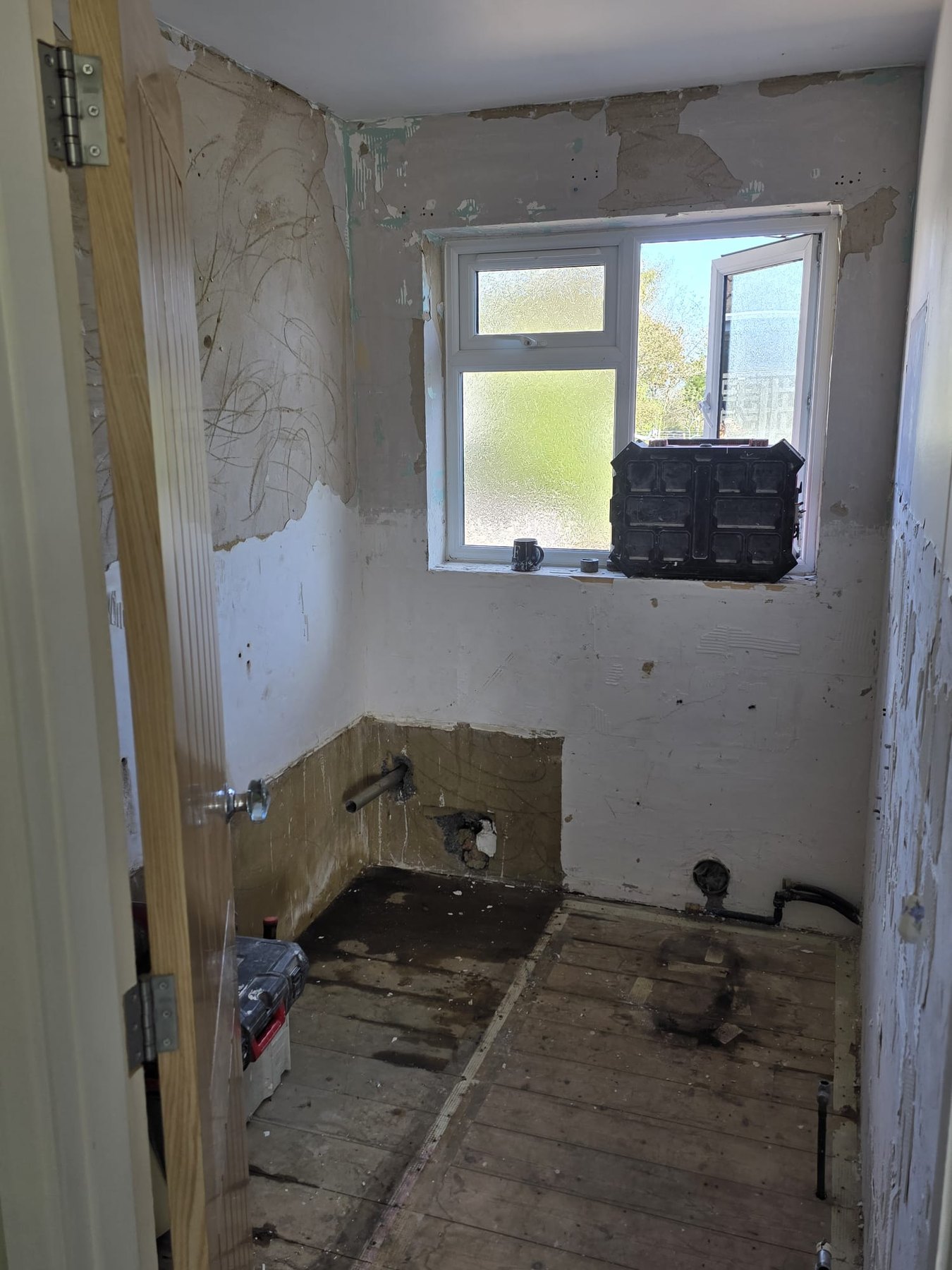 Accessible bathroom strip out in progress