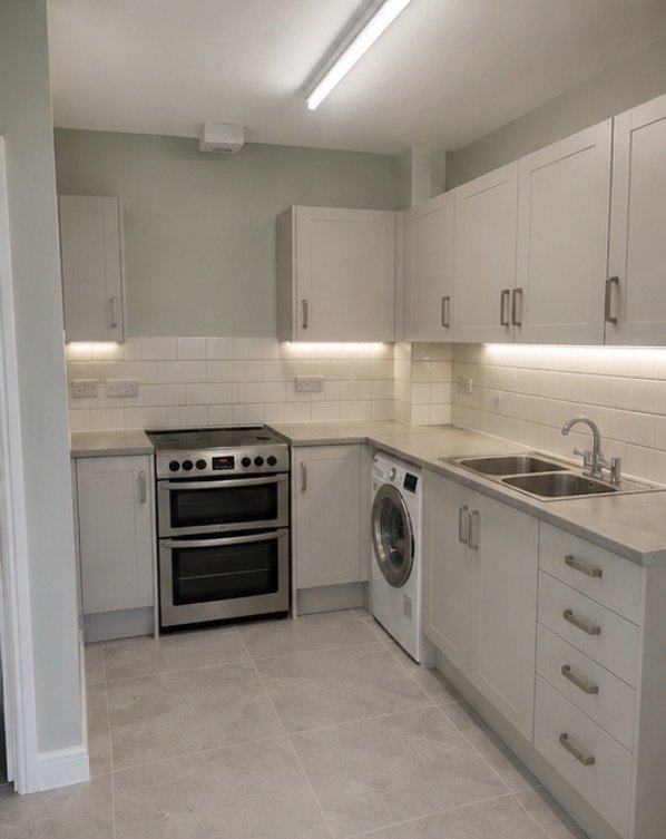 Completed modern grey kitchen refurbishment